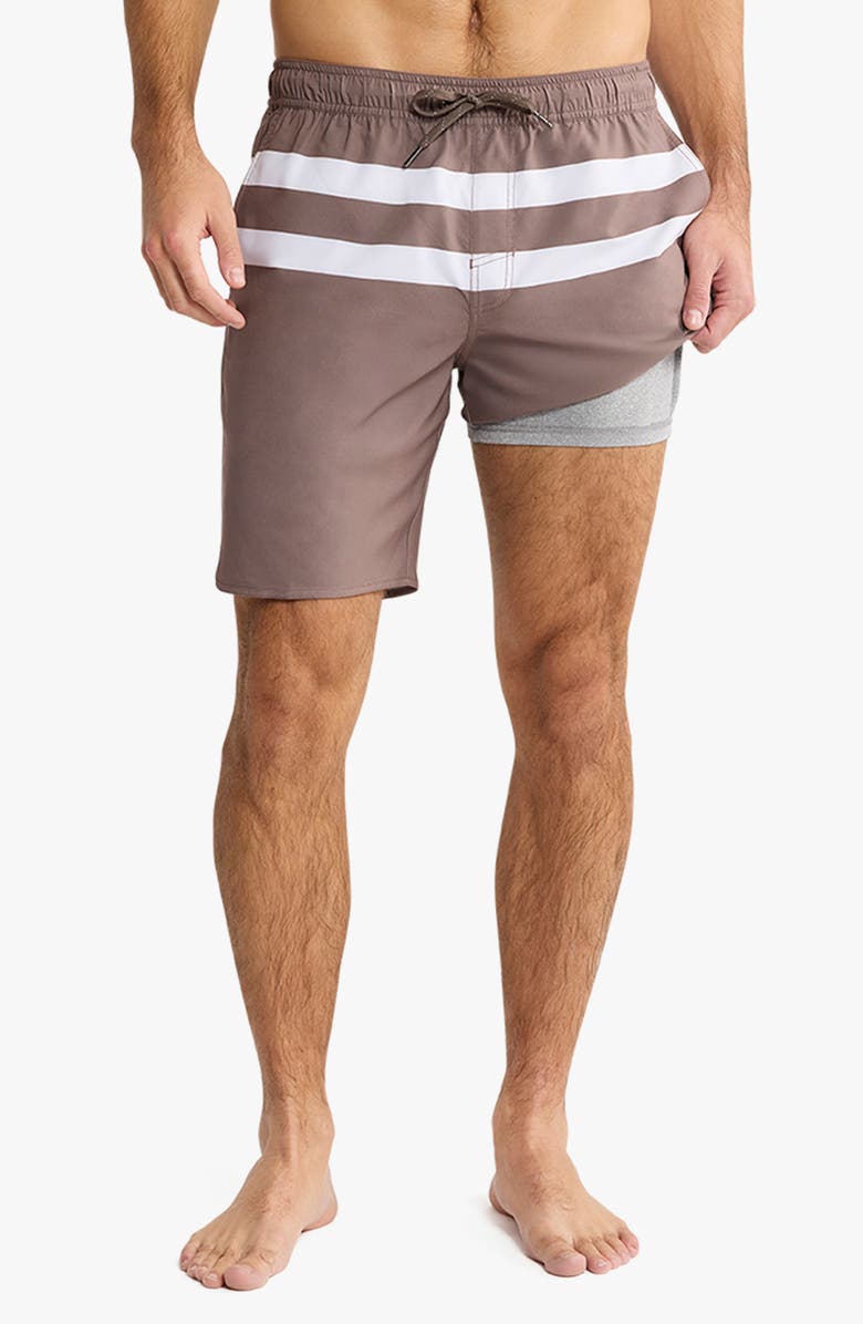 Fair Harbor The Anchor Swim Trunks, Alternate, color, Brown Stone Stripe