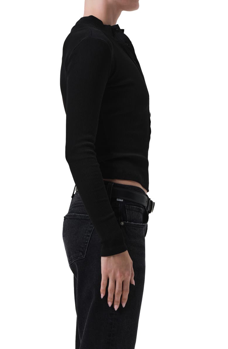 Citizens of Humanity Sheena Long Sleeve Rib Polo, Alternate, color, Black