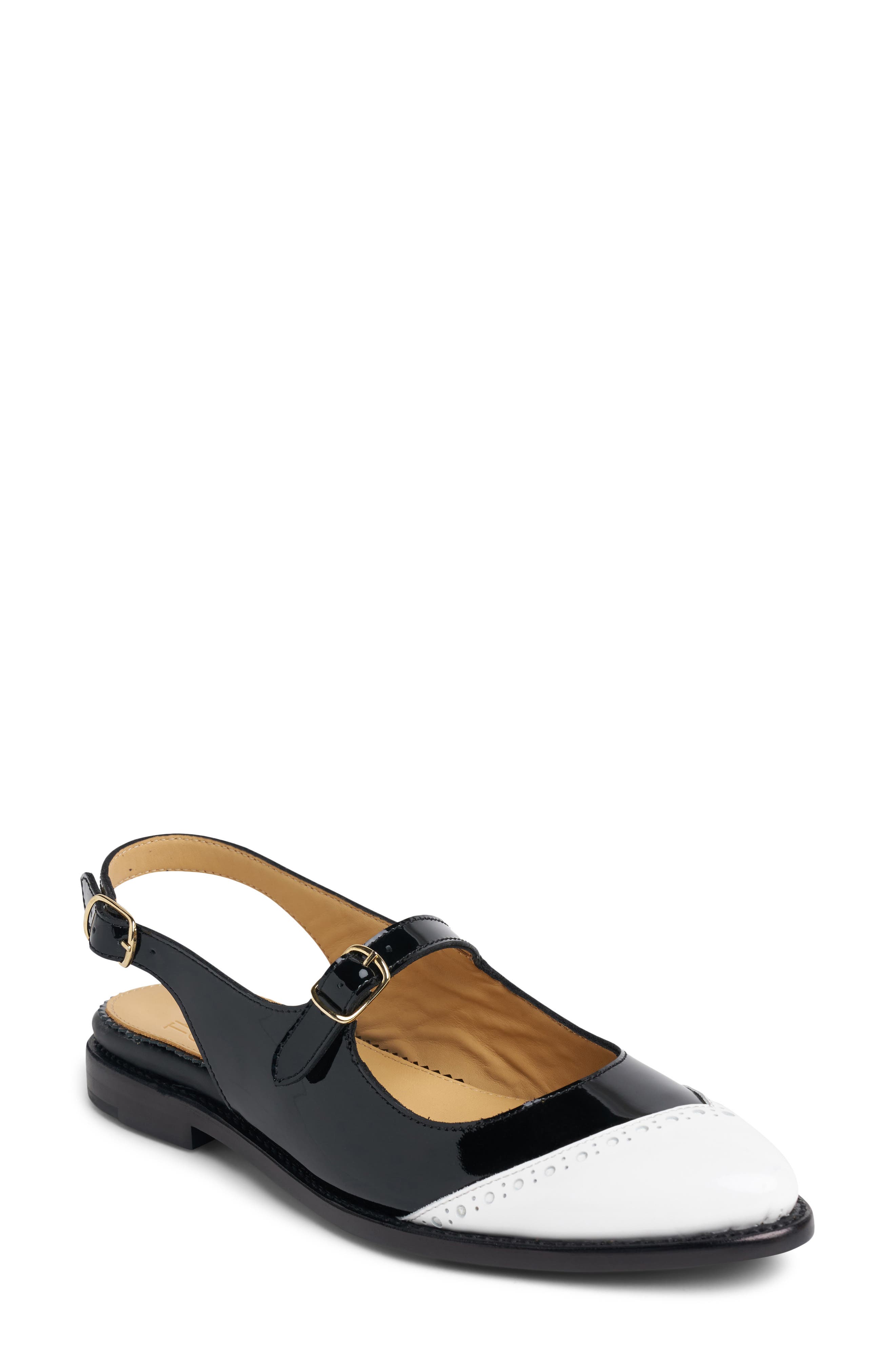 THE OFFICE OF US Miss Amelia Slingback Flat, Main, color, Black/ White