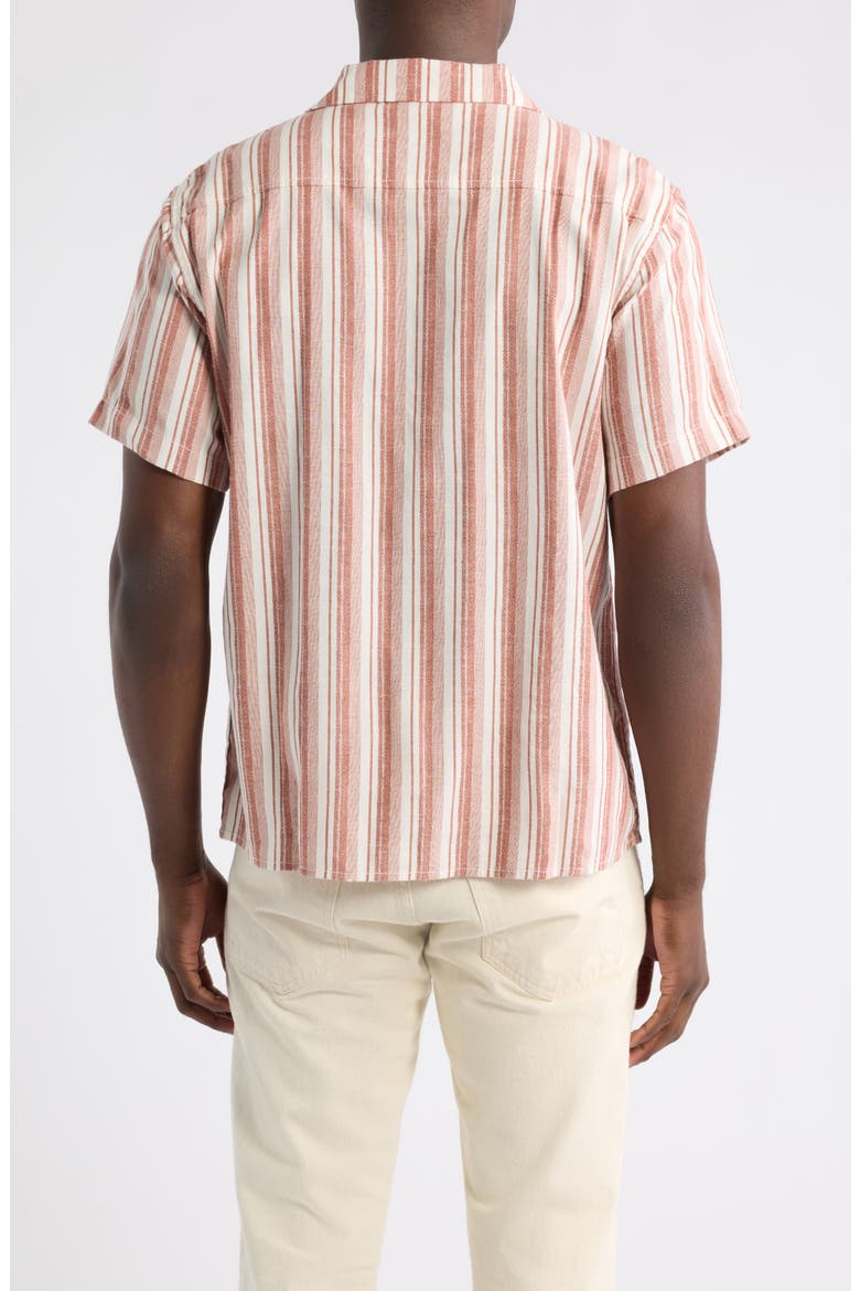 Vacation Stripe Cotton Camp Shirt, Alternate, color, NATURAL