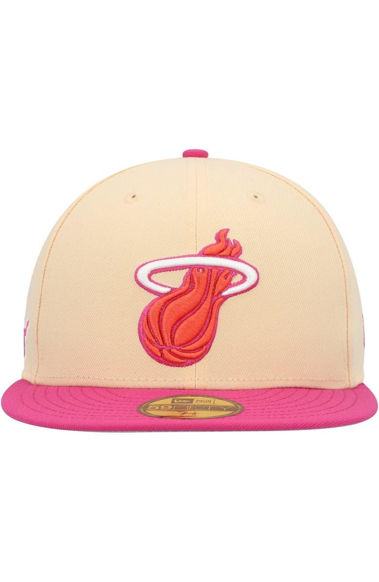 New Era Men's New Era Orange/Pink Miami Heat Passion Mango 59FIFTY Fitted Hat, Alternate, color,