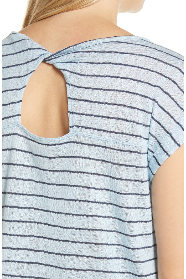 Twist Back Knit Top (Nordstrom Exclusive), Alternate, color, NAVY/ ICY BLUE