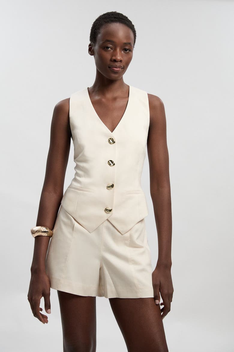 Linen Corset Waistcoat, Alternate, color, Ivory