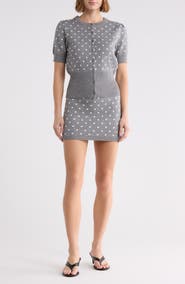 Madden Girl Polka Dot Cardigan & Skirt Sweater Set