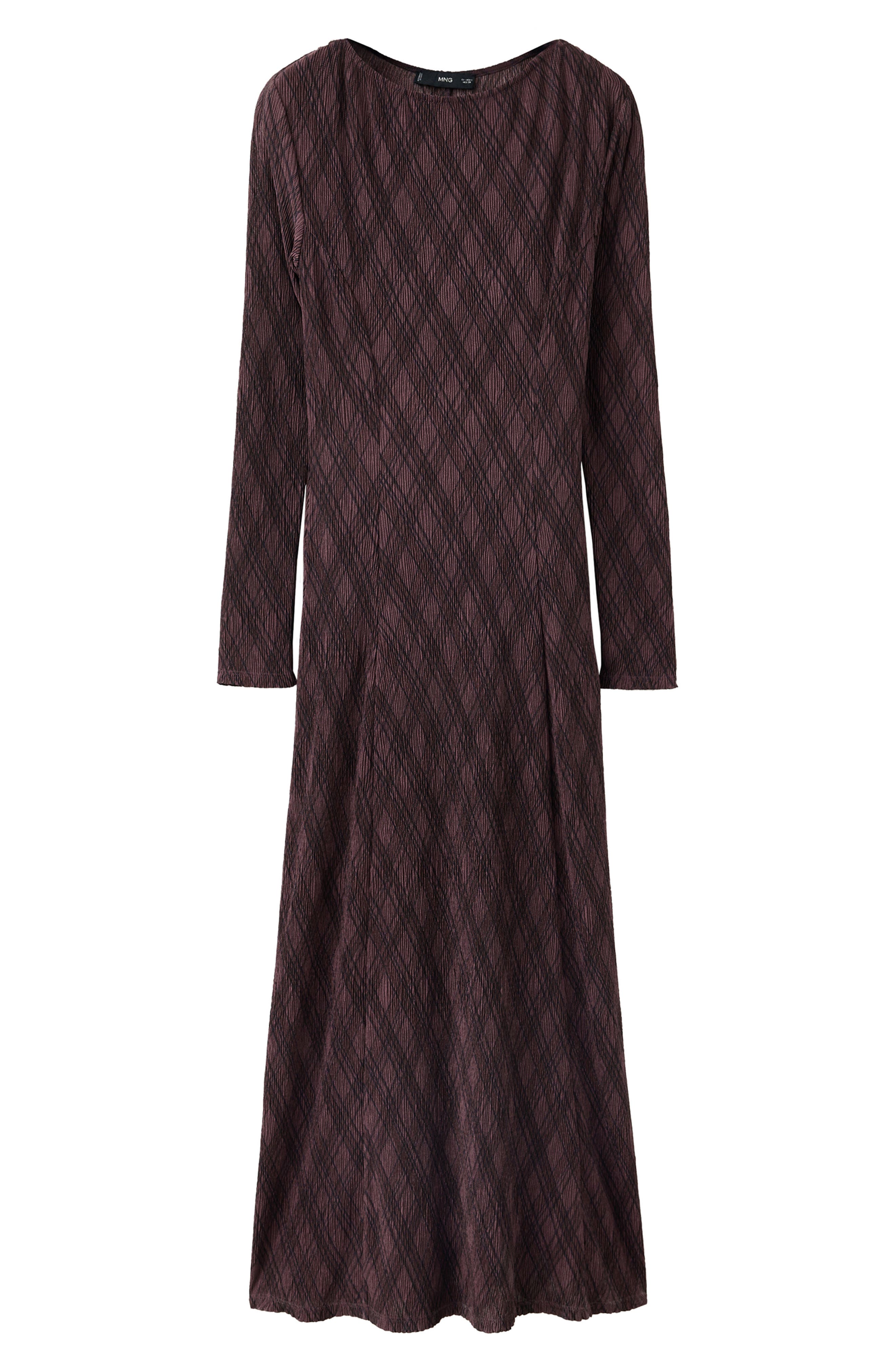 MANGO Plaid Long Sleeve Midi Dress (Women) | Nordstrom