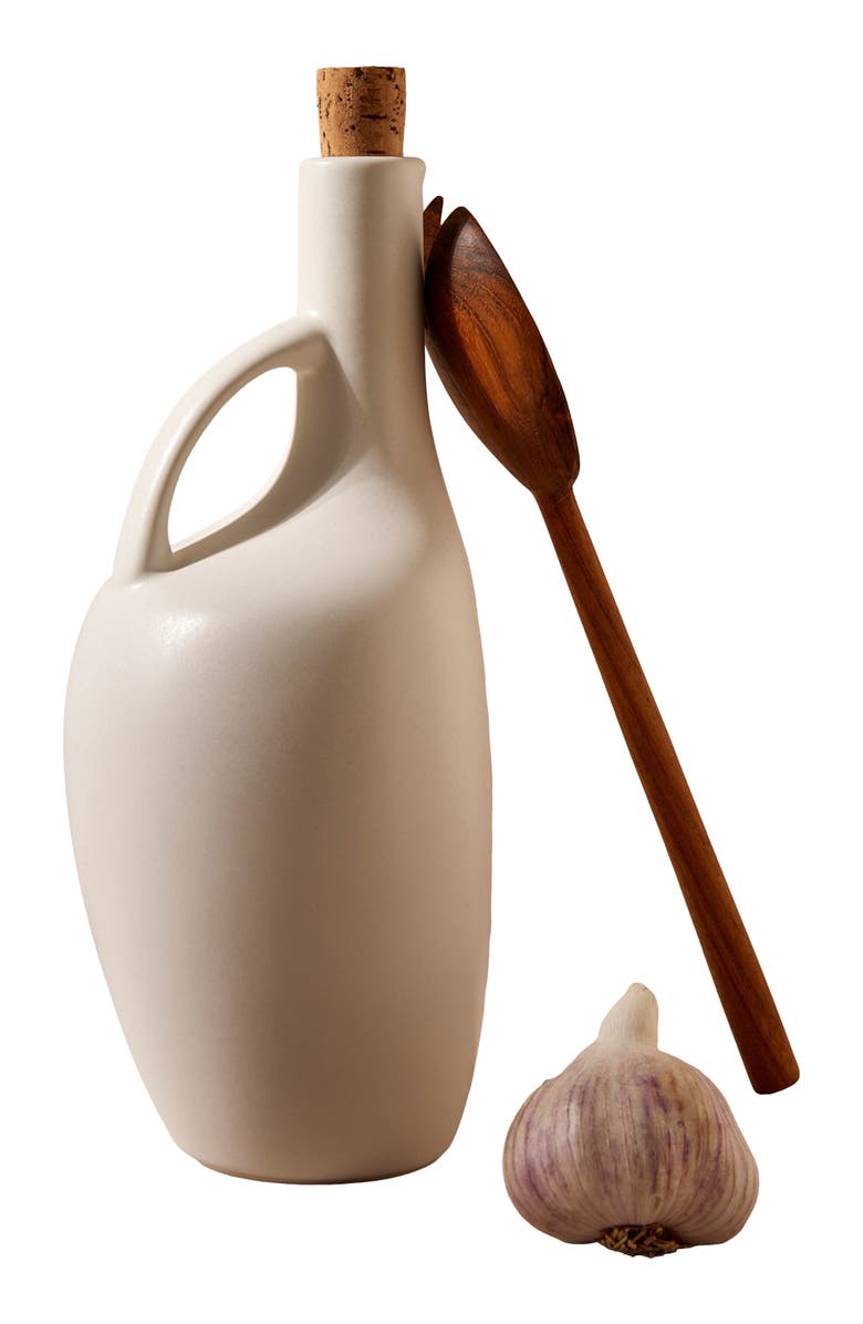 Gharyan Stoneware Olive Oil Bottle Canard, Alternate, color, White