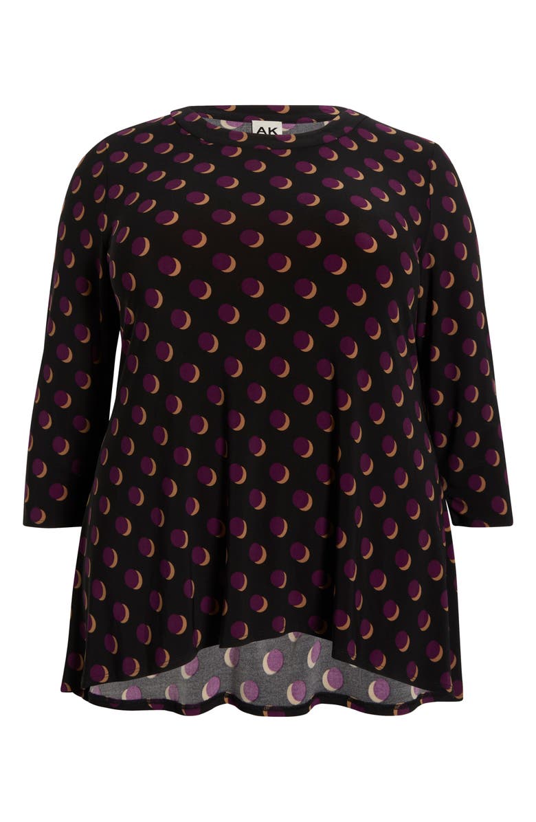 AK ANNE KLEIN Crescent Dot Sharkbite Hem Top, Alternate, color,