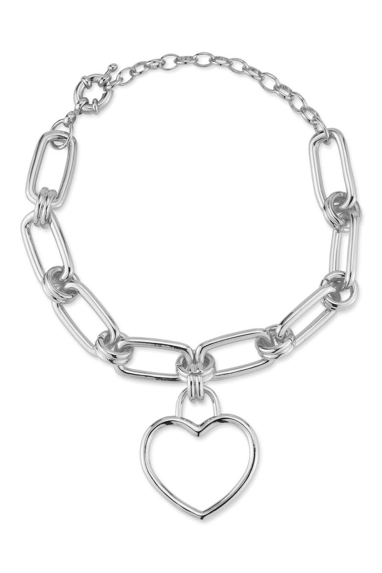 Open Heart Chain Link Bracelet, Main, color, SILVER