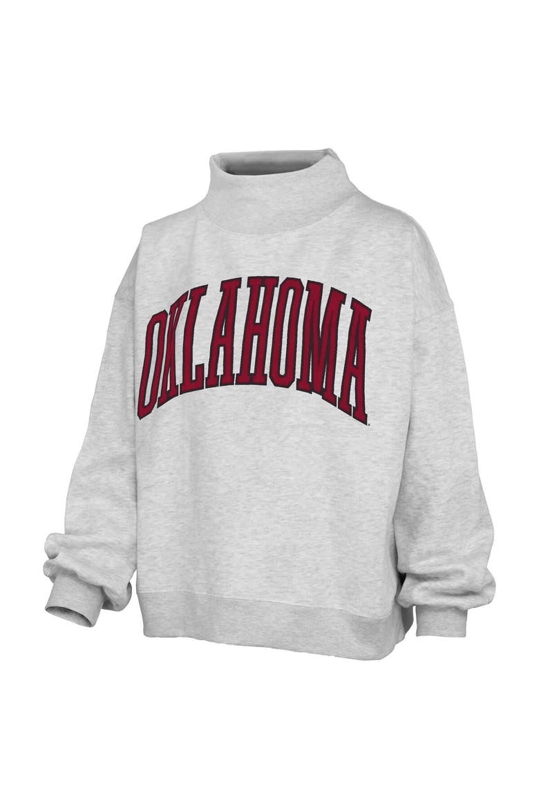 Women's Pressbox Heather Gray Oklahoma Sooners Oversized Nelson Mock Neck Sweatshirt, Alternate, color, Heather Gray