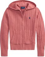 Polo Ralph Lauren Kids' Hooded Cable Stitch Cotton Zip Cardigan