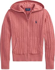 Polo Ralph Lauren Kids' Hooded Cable Stitch Cotton Zip Cardigan