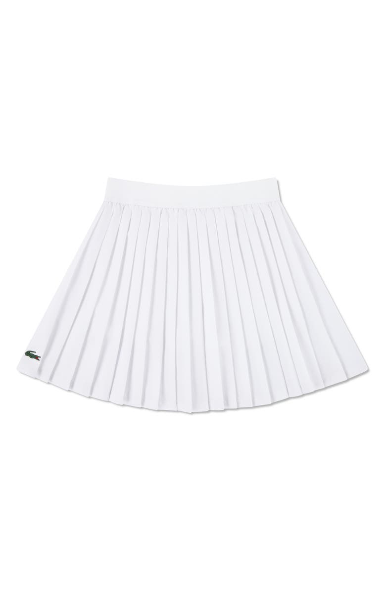 Lacoste Kids' Pleated Logo Sport Pleated Skirt, Main, color, Blanc