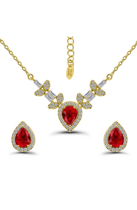 Pear Cubic Zirconia Necklace & Stud Earrings Set