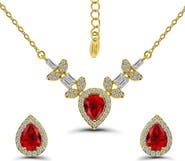 Christian Siriano Pear Cubic Zirconia Necklace & Stud Earrings Set