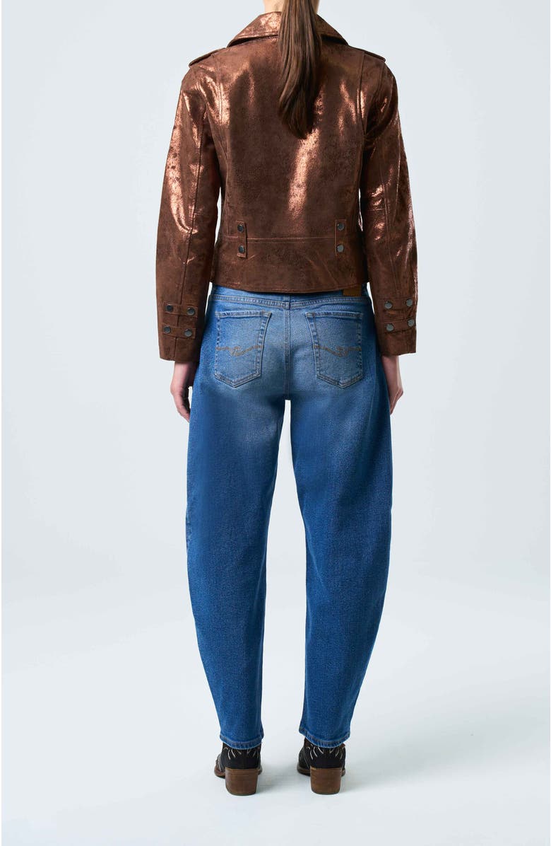 Velez Leather Biker Jacket for Women, Alternate, color, Brown