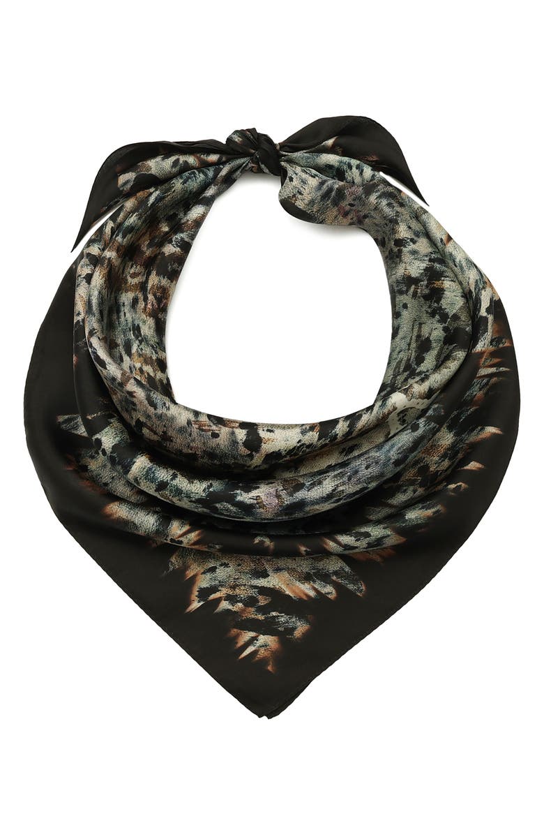 AllSaints Canter Script Square Scarf, Main, color, Fawn Brown