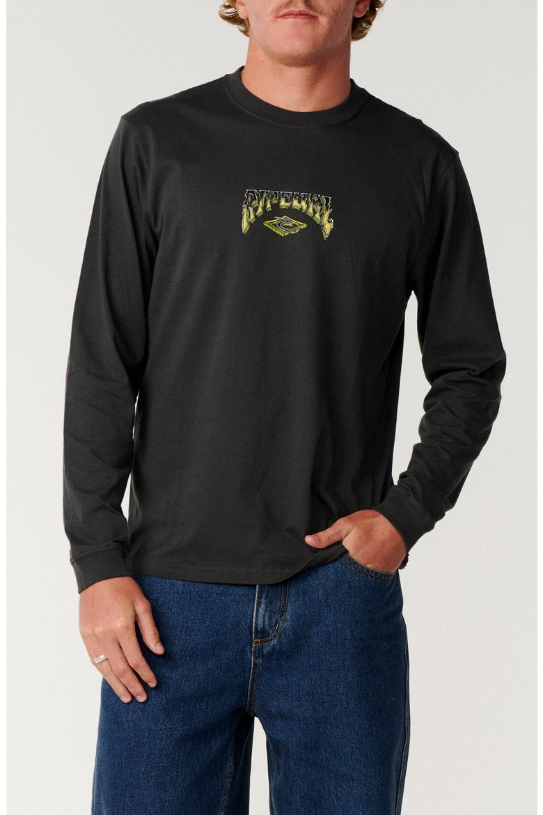 Shredding Long Sleeve Cotton Graphic T-Shirt, Main, color, WASHED BLACK