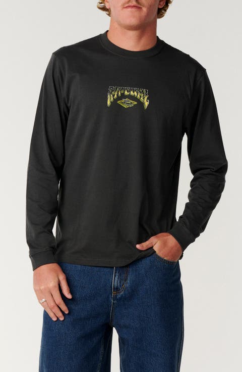 Shredding Long Sleeve Cotton Graphic T-Shirt