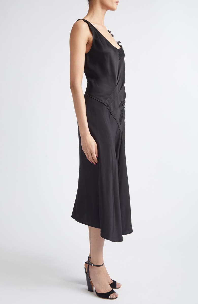 Victoria Beckham Asymmeytic Lace Strap Crepe Back Satin Dress, Alternate, color, Black