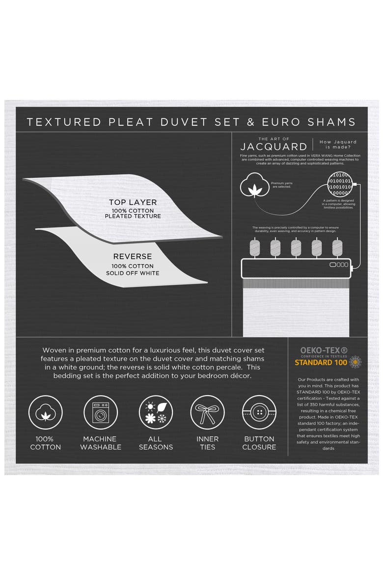 Solid Textured Pleat Duvet Cover & Sham Set, Alternate, color, WHITE