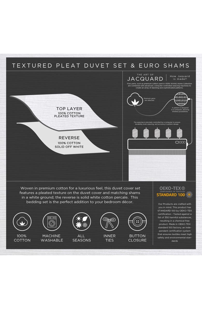 Vera Wang Solid Textured Pleat Duvet Cover & Sham Set, Alternate, color, White