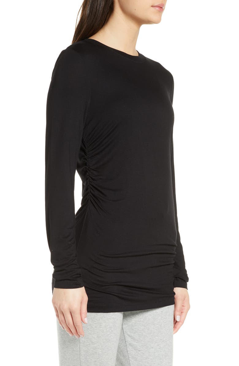 Zella Asymmetrical Side Ruched Tee, Alternate, color, 