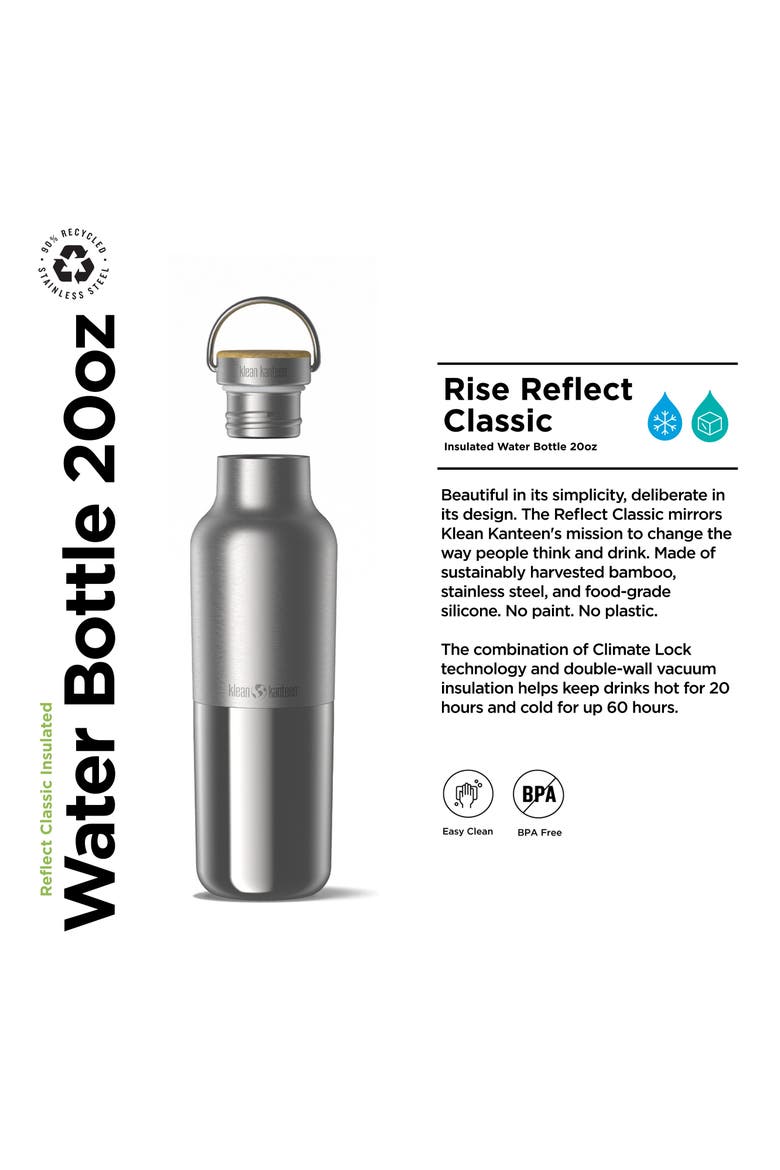 20oz Classic Insulated Water Bottle - Reflect with wooden Cap, Alternate, color, Silver