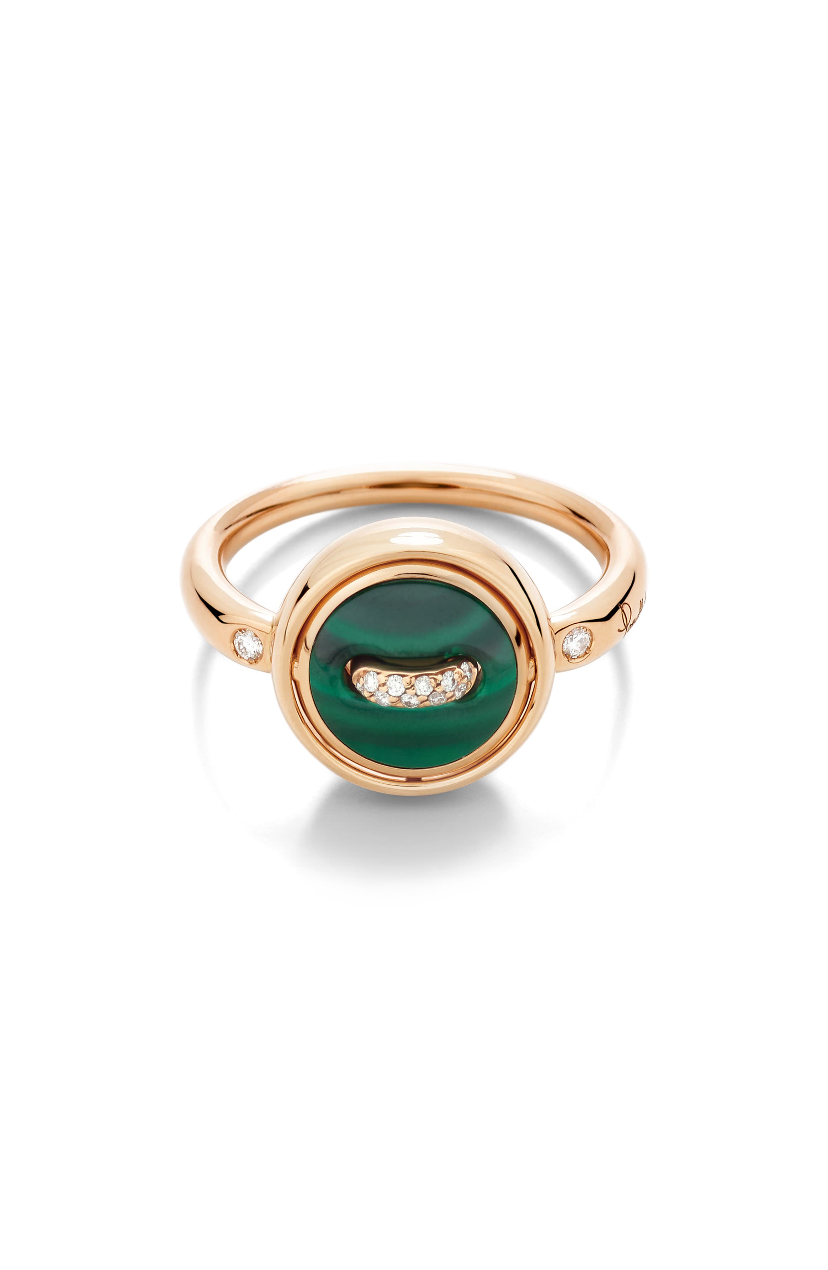 Pomellato Pom Pom Dot Malachite & Mother Of Pearl Ring In Gold
