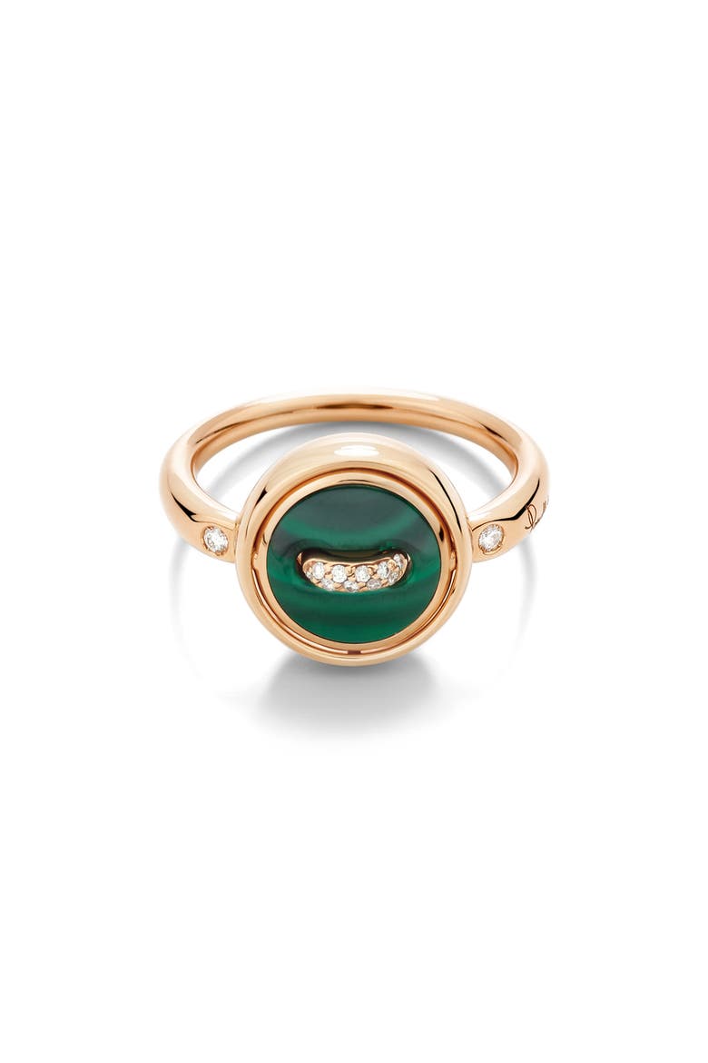 Pom Pom Dot Malachite & Mother of Pearl Ring, Main, color, 18K ROSE GOLD/ MALACHITE