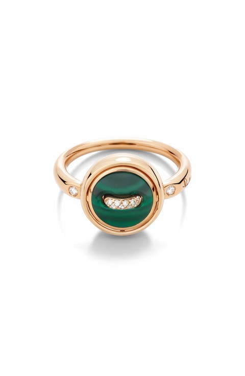 Pom Pom Dot Malachite & Mother of Pearl Ring