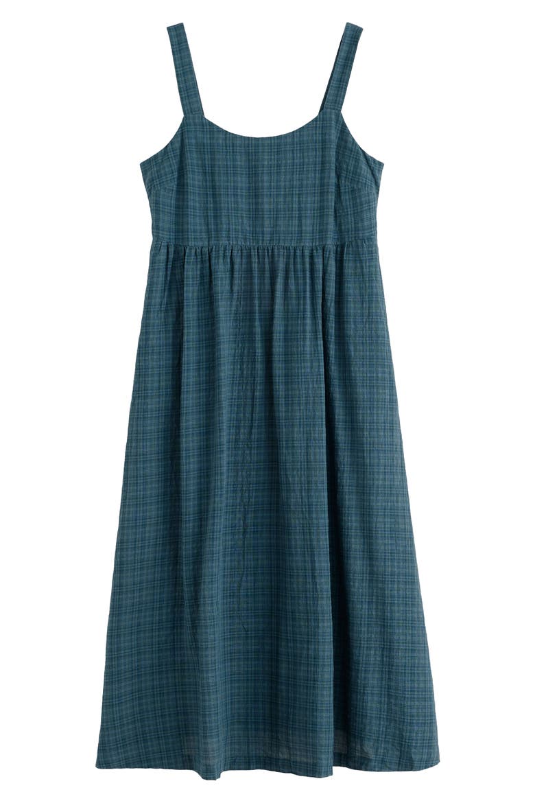Laity Plaid Organic Cotton Blend Midi Dress, Alternate, color, STORM