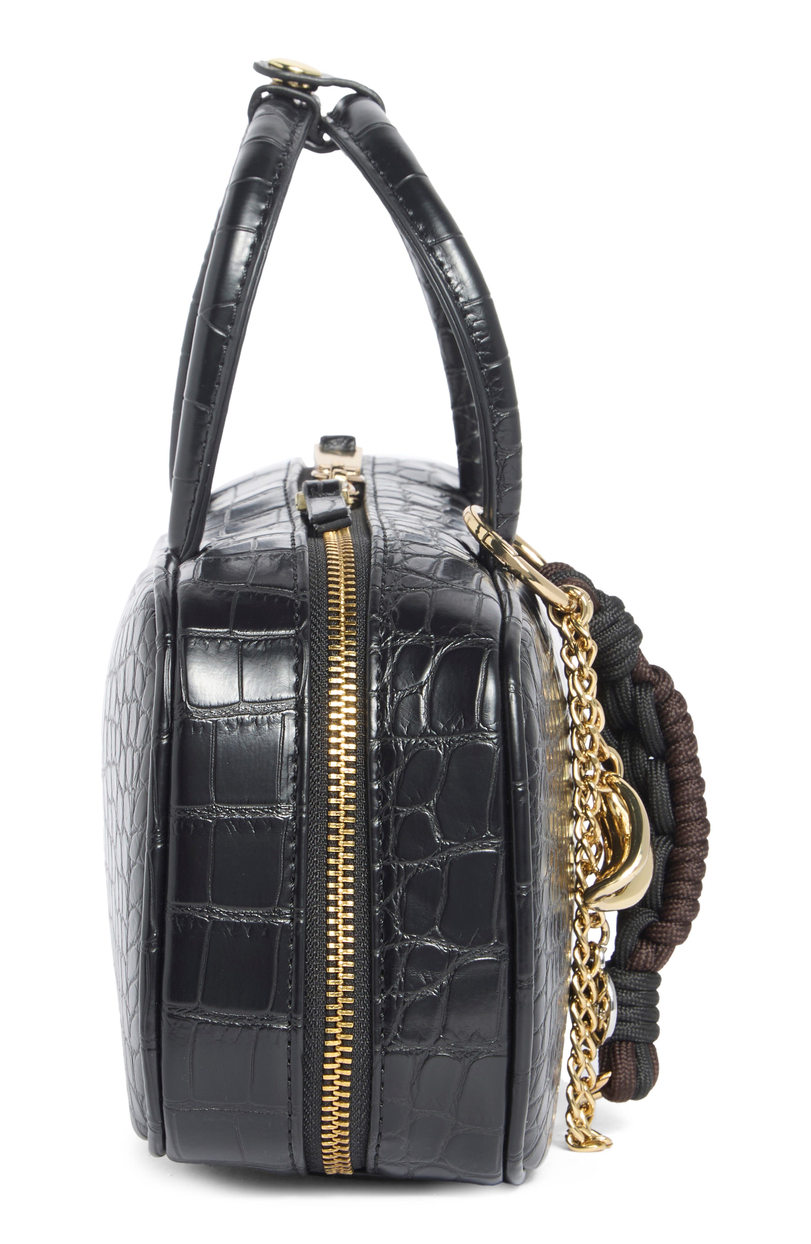 Dolce Vita Flyn Croc Embossed East/West Handbag, Alternate, color, Black