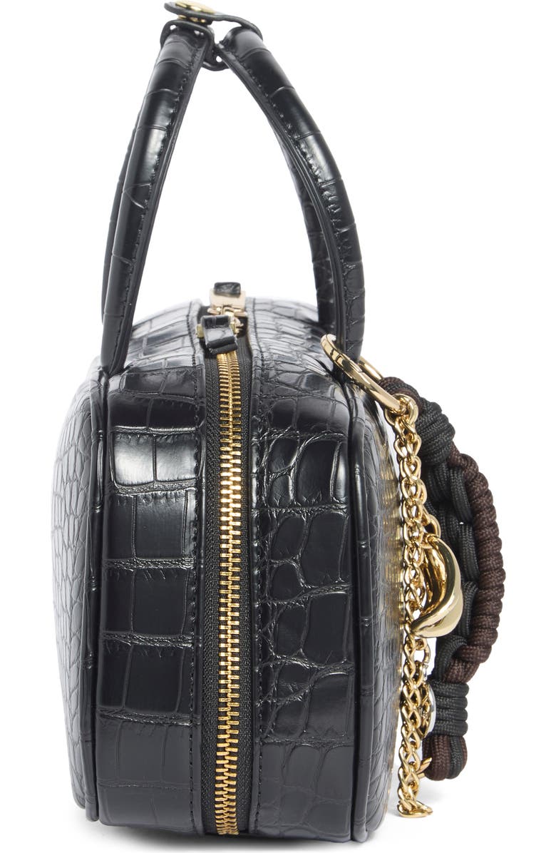 Dolce Vita Flyn Croc Embossed East/West Handbag, Alternate, color, Black