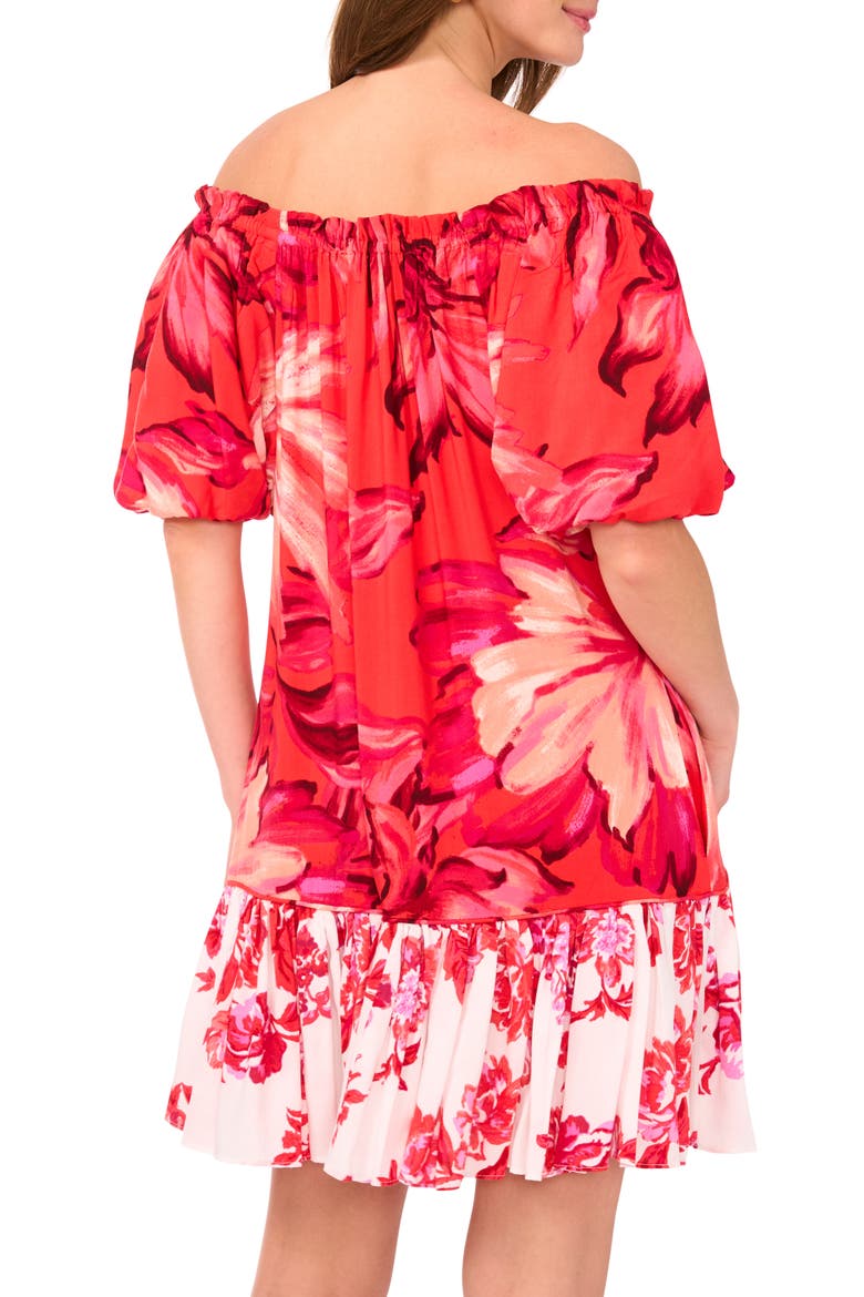 Floral Off the Shoulder Minidress, Alternate, color, POPPY