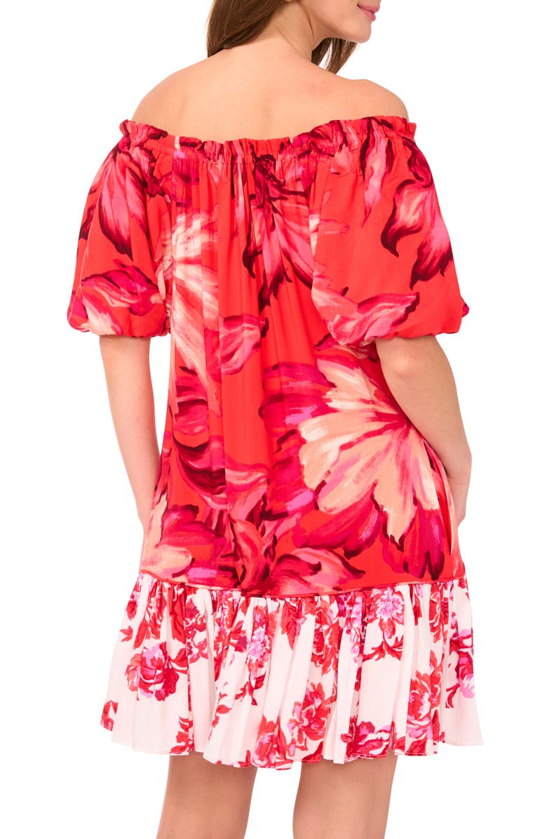 Vince Camuto Floral Off the Shoulder Minidress, Alternate, color, Poppy