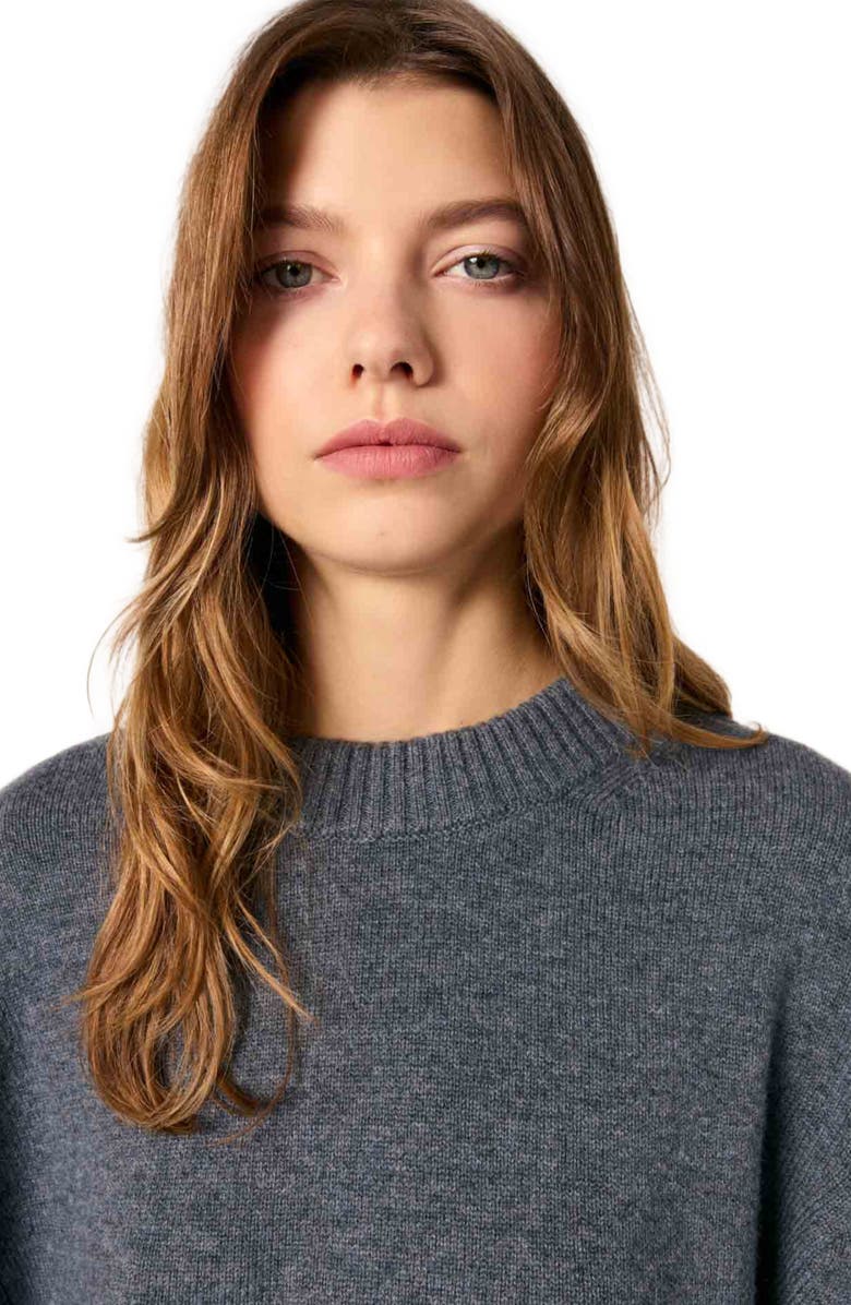 maje Wool and organza dual-fabric dress, Alternate, color, Gray / Ecru