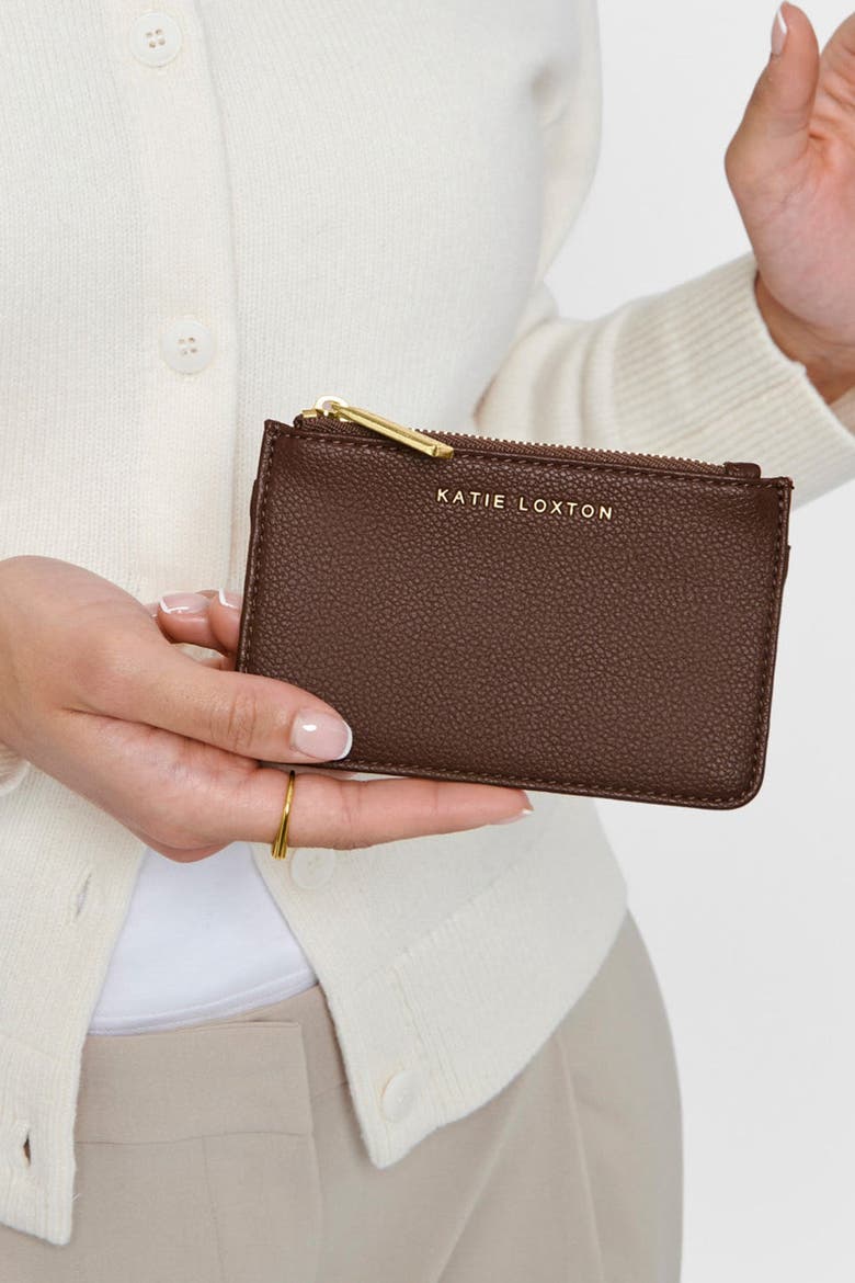 Hana Coin and Card Holder, Alternate, color, Chocolate