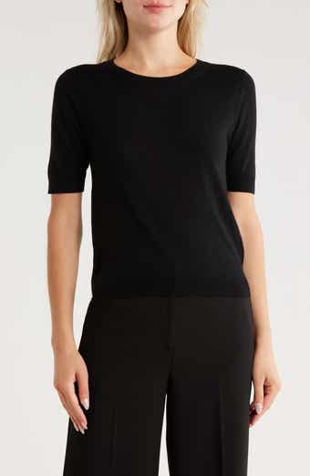 Short Sleeve Wool Blend Sweater