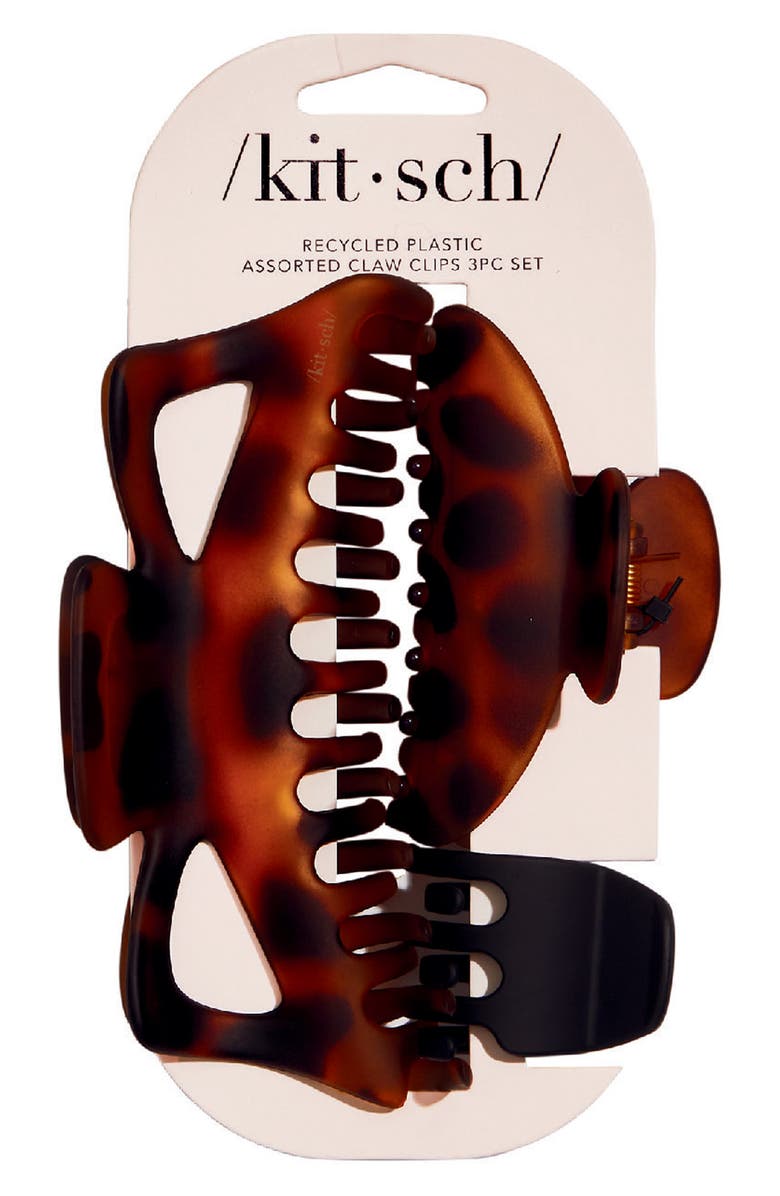 Kitsch 3-Pack Assorted Hair Clips, Main, color, Black And Tort