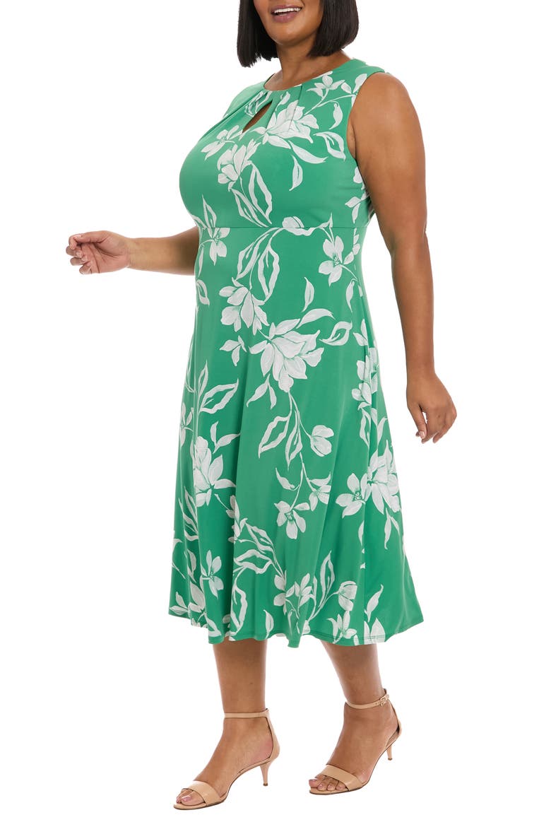 Keyhole Midi Dress, Alternate, color, K GREEN/ IVORY