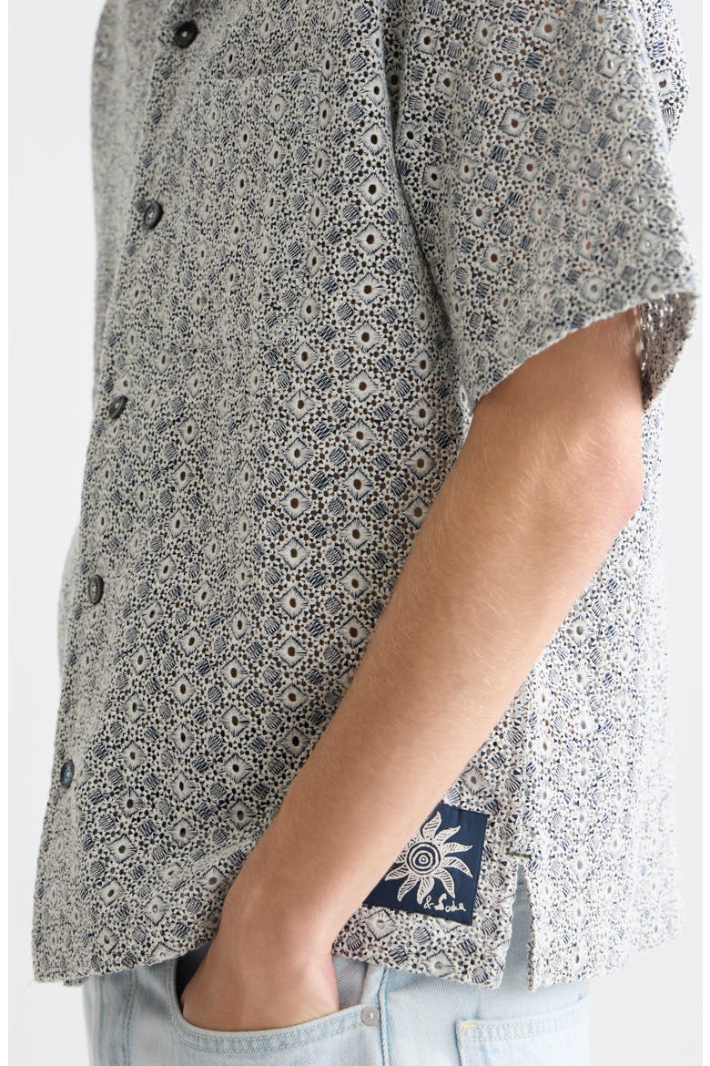 Relaxed Fit Print Camp Shirt, Alternate, color, BRIGHT WHITE