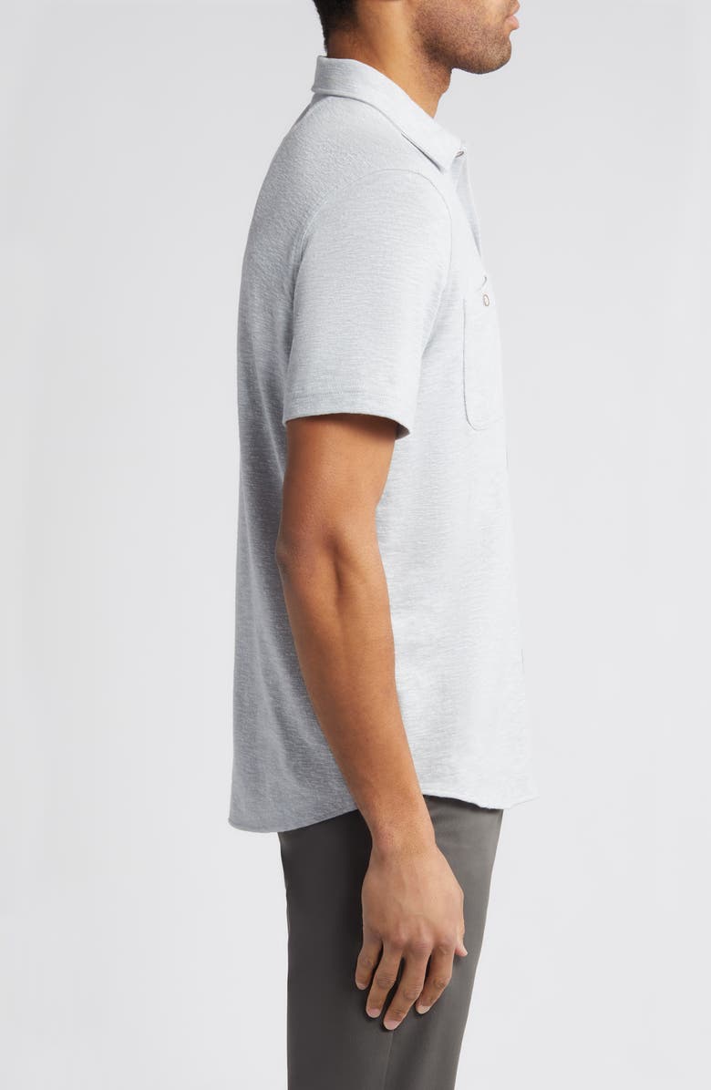 Johnston & Murphy Short Sleeve Slub Knit Button-Up Shirt, Alternate, color, Gray