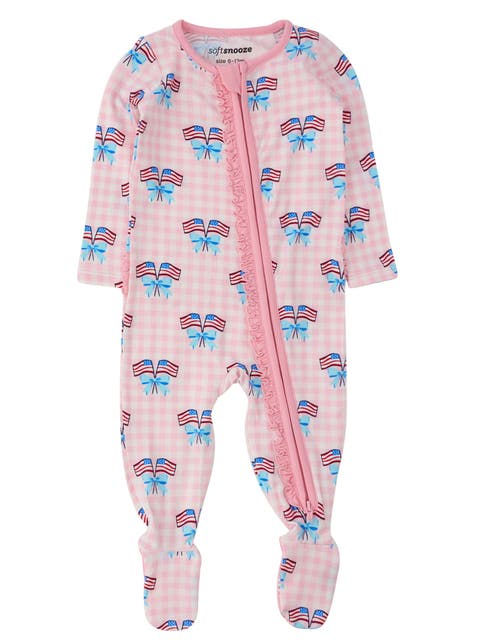 Baby Girls Modal Blend Ruffle One Piece Footie Pajamas