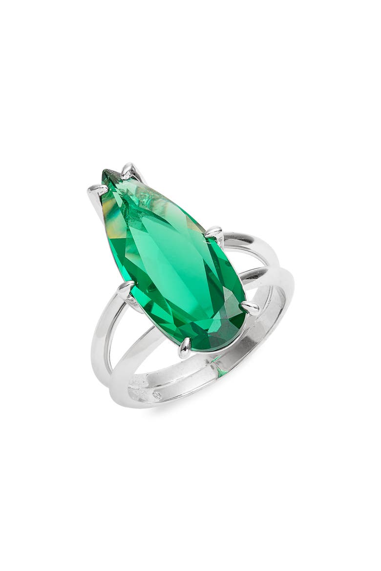 Shine On Teardrop Cubic Zirconia Ring, Main, color, GREEN