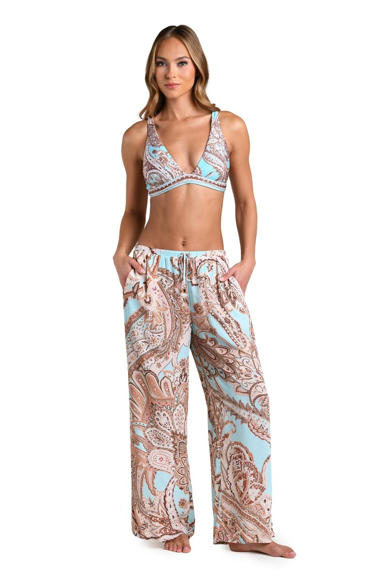 L'AGENCE Traditional Paisley Cover-Up Pants, Alternate, color, Blue Multi