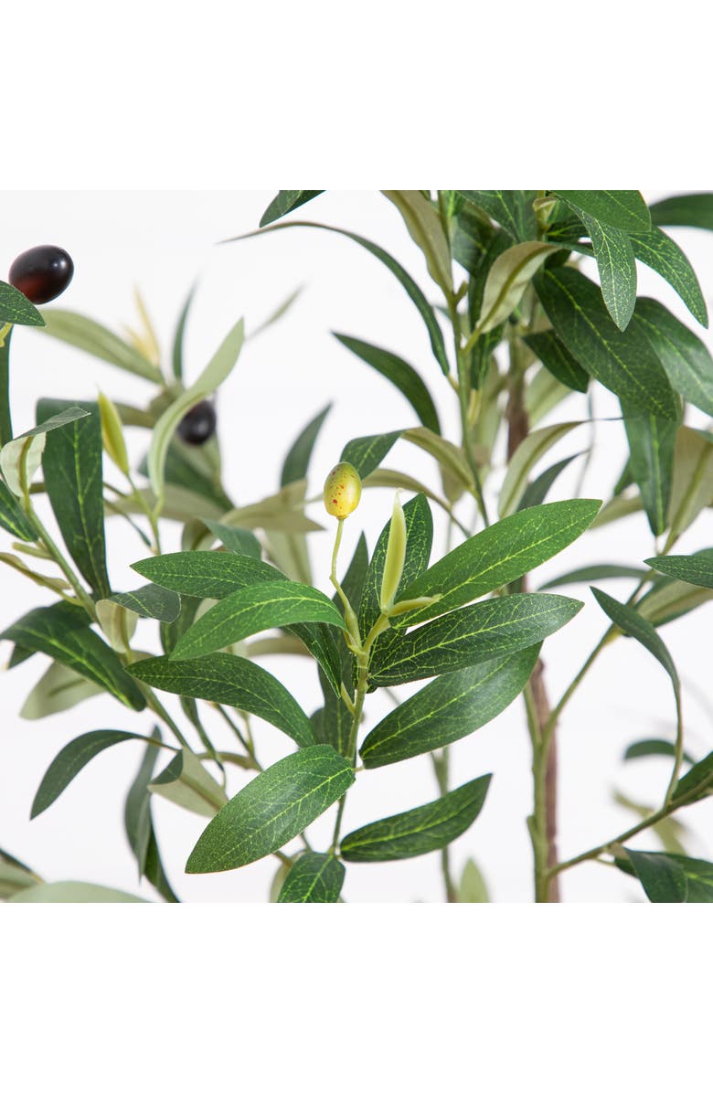 NEARLY NATURAL 5-ft Artificial Minimalist Olive Tree in White Decorative Planter, Alternate, color, Green