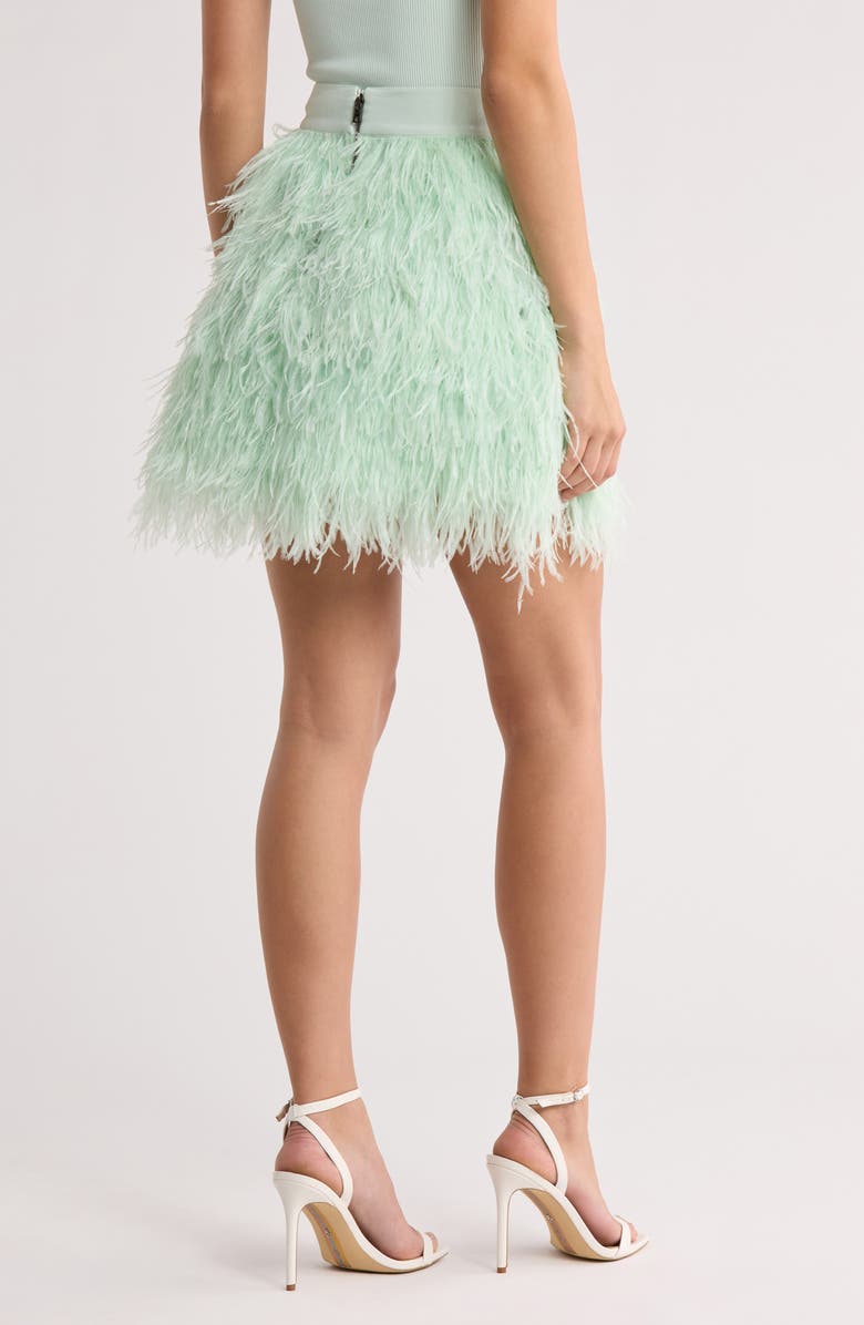 Alice + Olivia Cina Feather Miniskirt, Alternate, color, Sea Spray