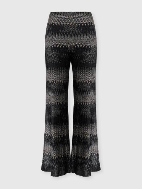 Viscose Lamé Chevron Palazzo Trousers