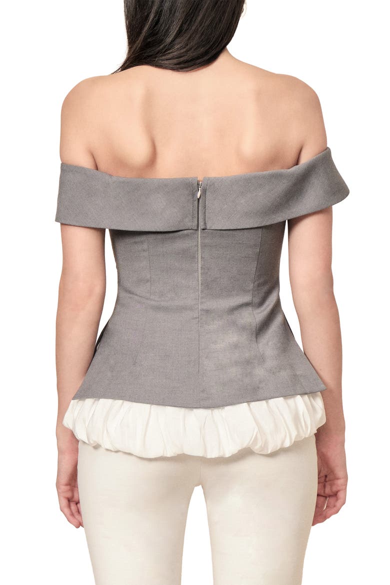 Ivy Off the Shoulder Bubble Hem Top, Alternate, color, GREY