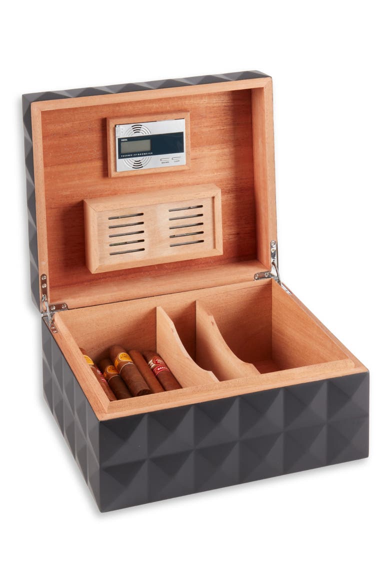 Pyramid Cigar Humidor, Alternate, color, BLACK